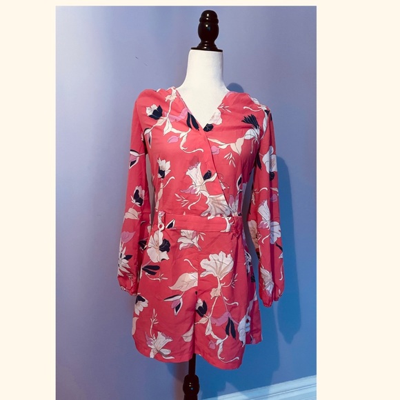 Hot pink Carolina Belle Montreal floral Romper - Picture 1 of 3